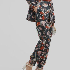 Carolina K Women's Black Alicia Floral High-Waist Gaucho Pants NWT